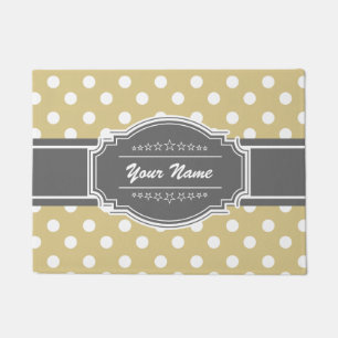 Lime and Grey Polka Dots Personalised Doormat