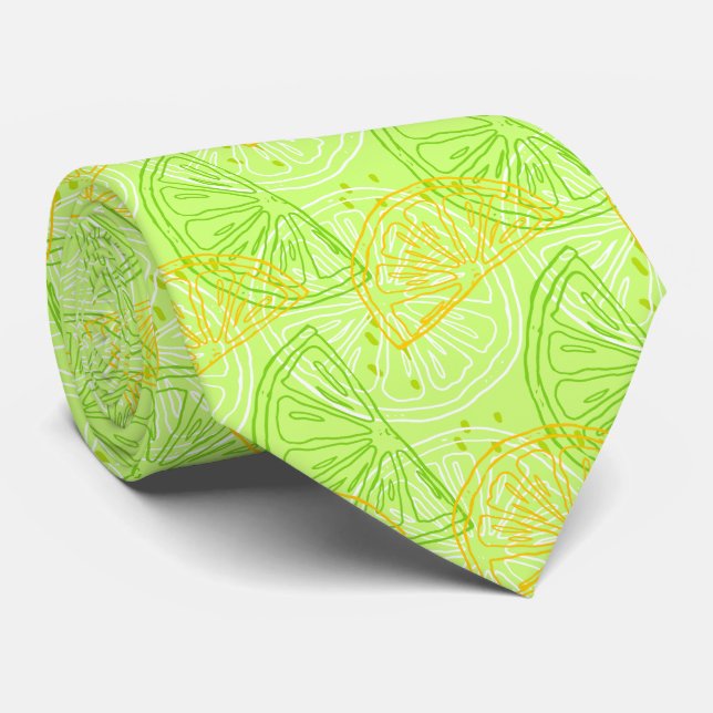 Lime and Lemon Slices Pattern Tie (Rolled)
