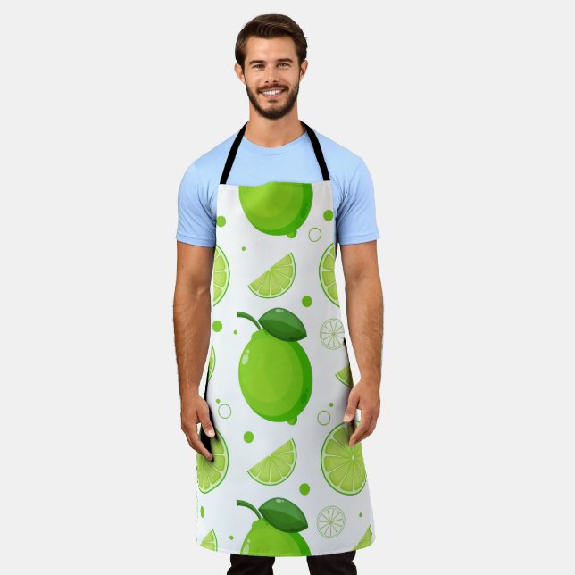 Lime and Lime Slices Pattern Apron (Worn)