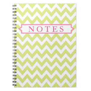 Lime and Pink Chevron Personalised Notebook