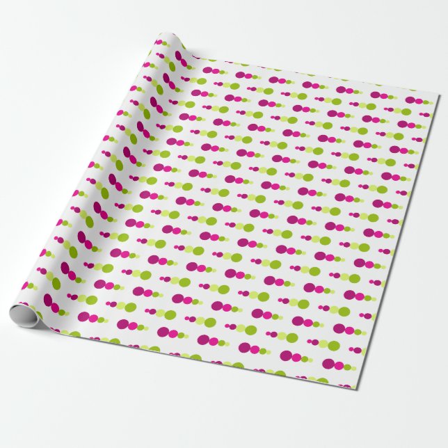 Lime And Purple Circles Dots Pattern Wrapping Paper (Unrolled)