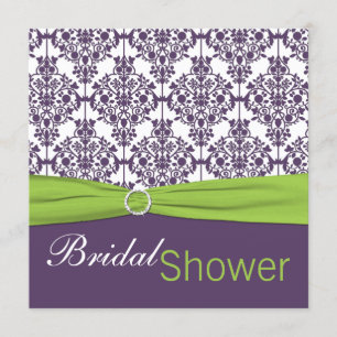 Lime and Purple Damask Bridal Shower Invitation