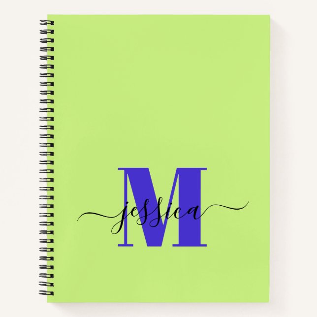 Lime and Purple Personalised Monogram Notebook (Front)