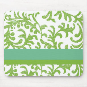 Lime and Teal Floral Pattern Mouse Mat