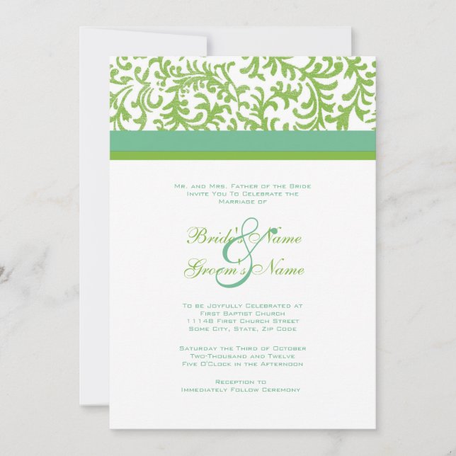 Lime and Teal Wedding Invitation (Front)