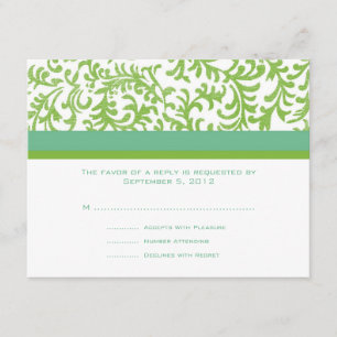 Lime and Teal Wedding RSVP Card