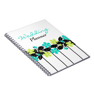 Lime and Turqouise Floral Wedding Planner Notebook