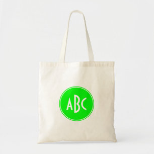 Lime and White Circle Monogram Tote Bag