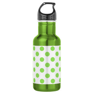 Lime and white polka dots 532 ml water bottle