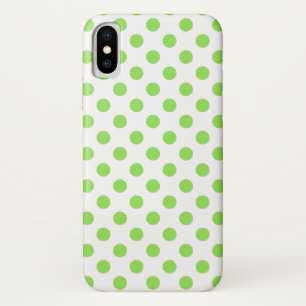Lime and white polka dots iPhone x case