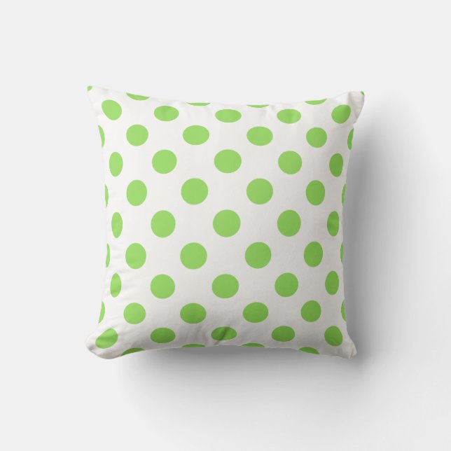 Lime and white polka dots cushion (Front)