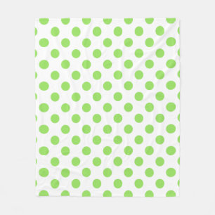 Lime and white polka dots fleece blanket