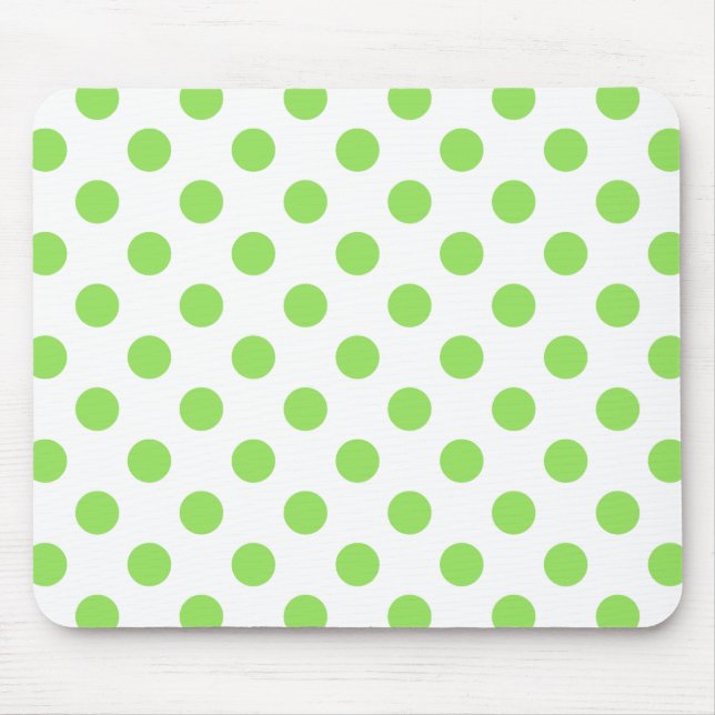 Lime and white polka dots mouse mat (Front)