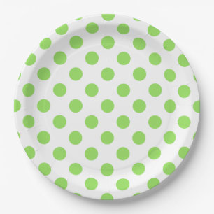 Lime and white polka dots paper plate