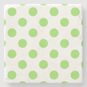 Lime and white polka dots stone coaster