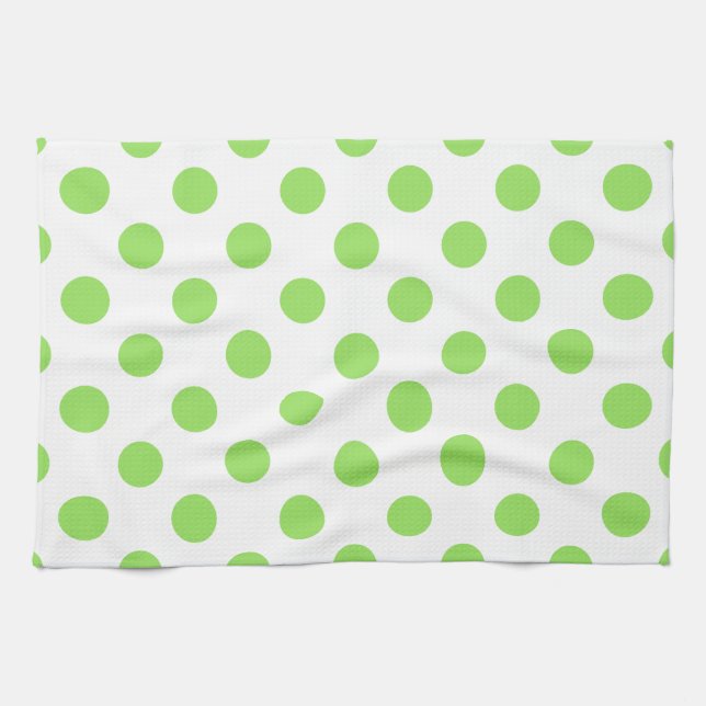 Lime and white polka dots tea towel (Horizontal)