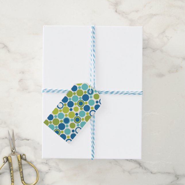 Lime & Aqua Bubble MCM Gift Tag (With Twine)