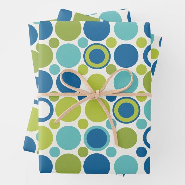 Lime & Aqua Bubble MCM Wrapping Paper Sheet (In situ)