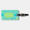 Lime, Aqua, White Striped Damask Luggage Tag