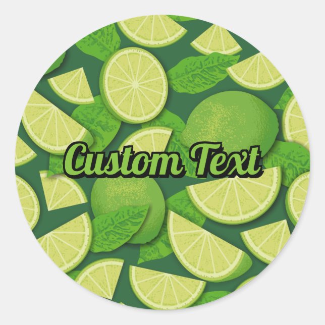 Lime Background Classic Round Sticker (Front)