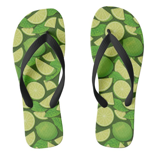 Lime Background Flip Flops (Footbed)