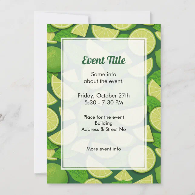 Lime Invitation Background Lime Background Invitation | Zazzle