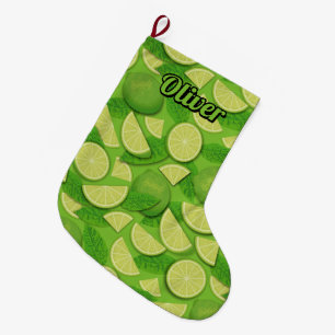 Lime Background Large Christmas Stocking