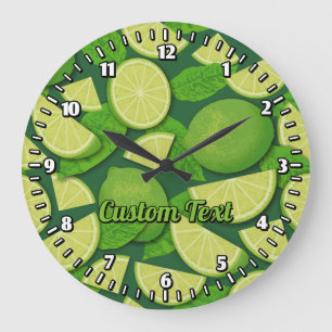 Lime Background Large Clock