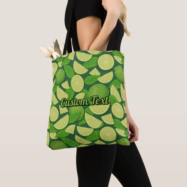 Lime Background Tote Bag (Close Up)