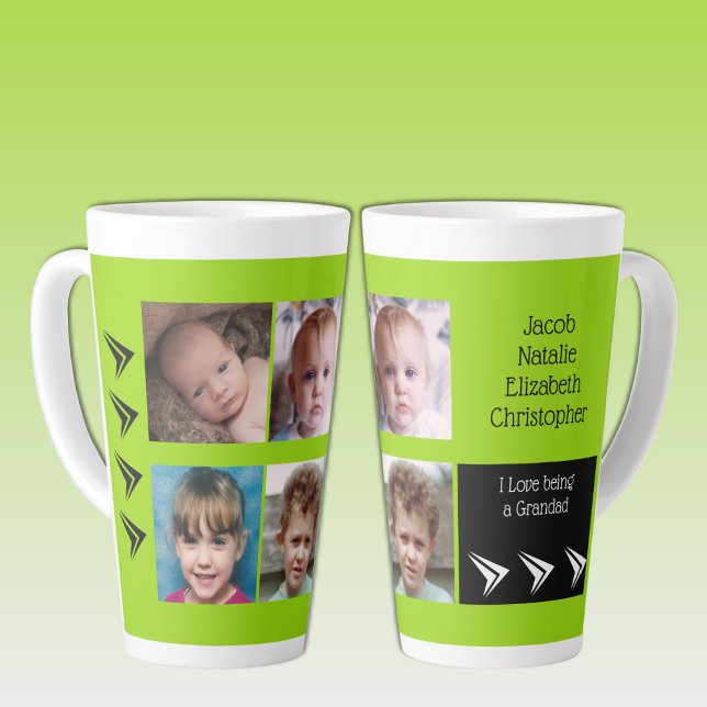 Lime black love being a Grandad with photos Latte Mug (Creator Uploaded)