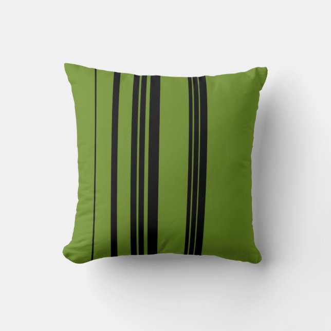 Lime, Black Vintage Stripes Art Design Abstract Cushion (Front)