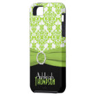 Lime, Black, White Damask iPhone 5 Case