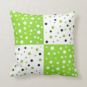 Lime Black & White Polka Dot Colour Block Cushion