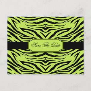 Lime Black Zebra Save The Date Announcement Postcard