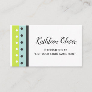 Lime, Blue and Dark Grey Gift Registry Insert Card