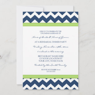 Lime Blue Chevron Rehearsal Dinner Party Invitation