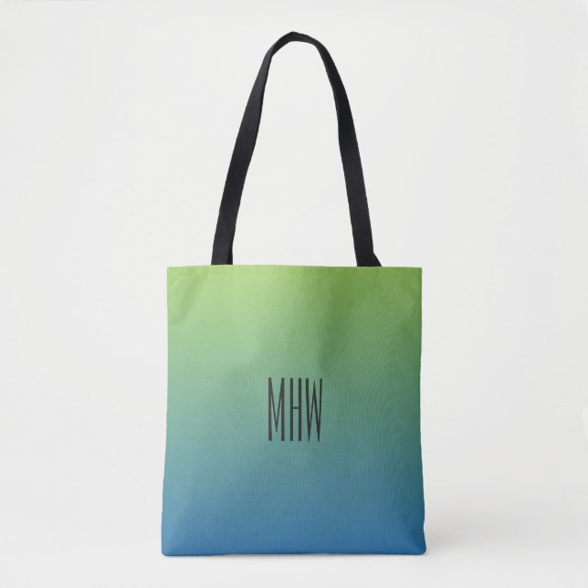 Lime Blue Gradient custom monogram bags (Front)