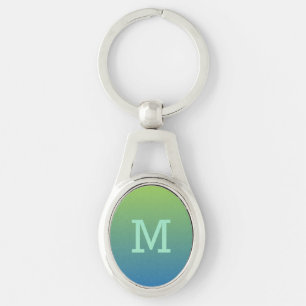 Lime Blue Gradient custom monogram key chain