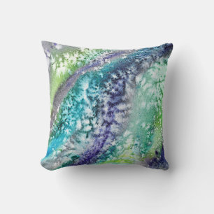 Lime Blue Ice Abstract Design Cushion