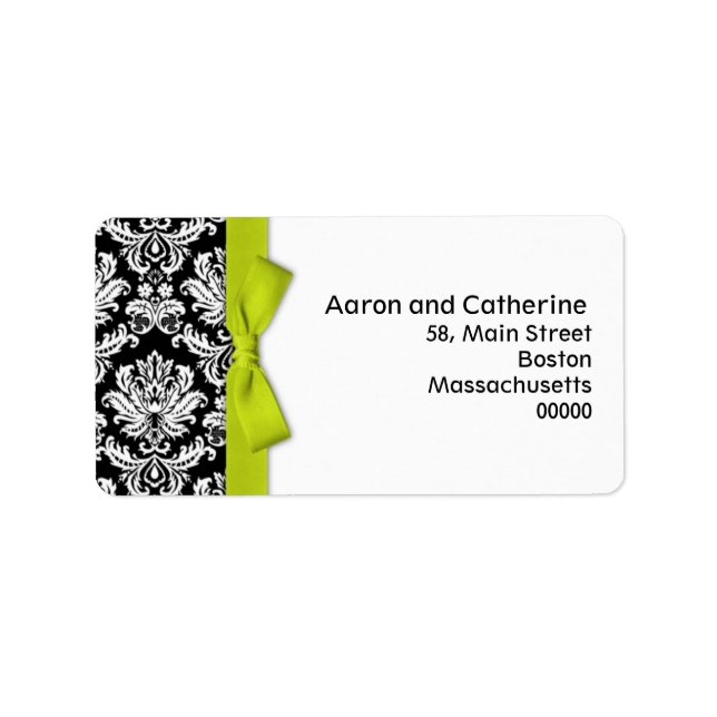 Lime Bow Damask Address Labels (Front)