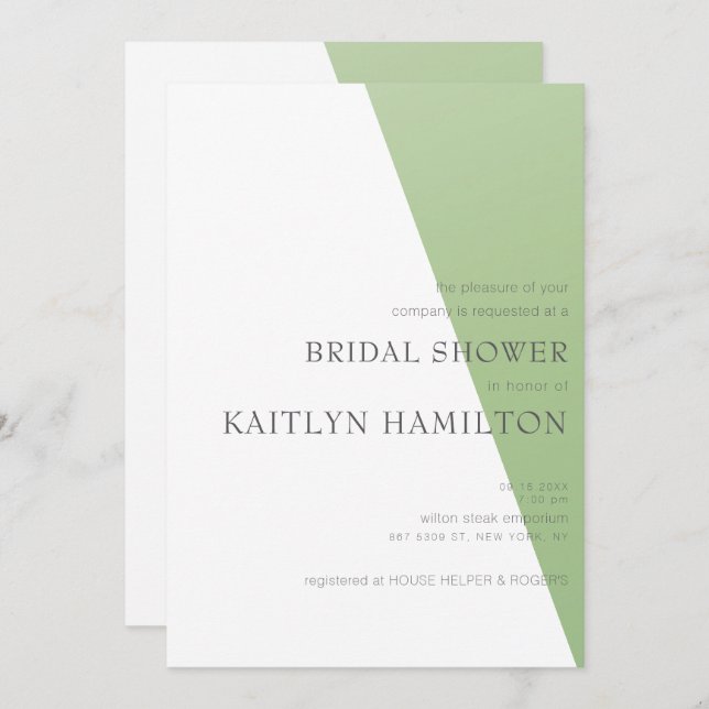 Lime Bridal Shower Simple New Thrilling Invitation (Front/Back)