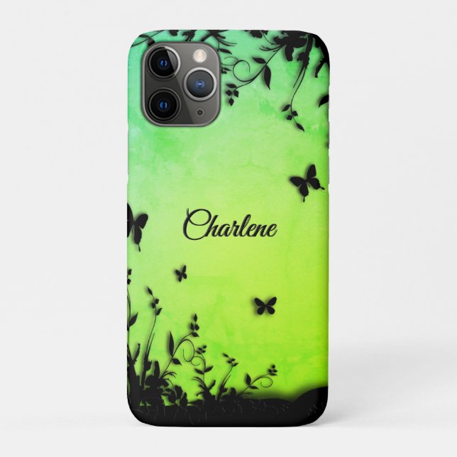 Lime Butterfly Garden Personalised  Case-Mate iPhone Case (Back)