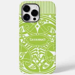 Lime Celtic Bird Circle Personalised iPhone Case-Mate iPhone 14 Pro Max Case