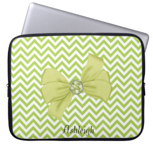 Lime Chevron Stripe Laptop Sleeve