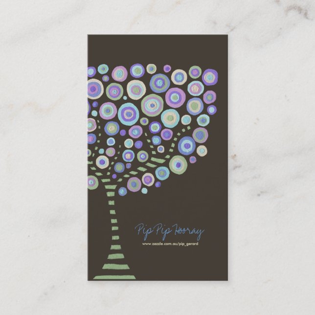 Lime Chocolate Purple Retro Tree Business Card (Front)