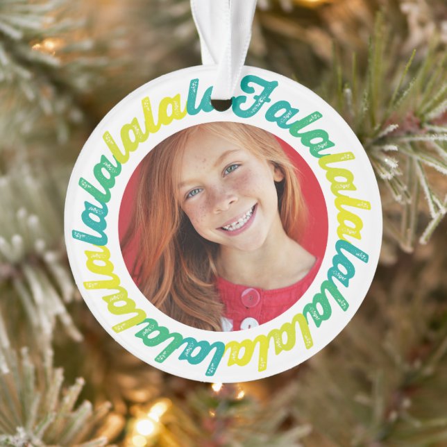 Lime Circle Falalalala Bold Script Photo Christmas Ornament (Tree)