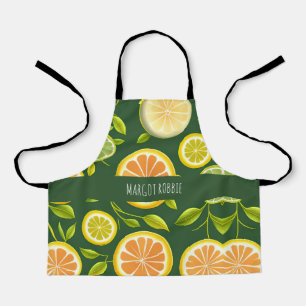 Lime Citrus Green Watercolor Pattern Apron