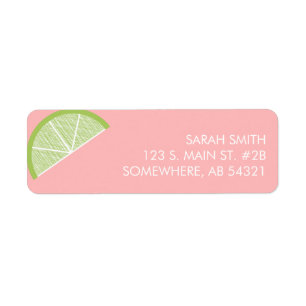Lime citrus slice pink green return address label