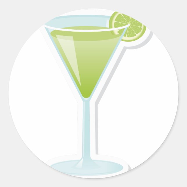 Lime cocktail classic round sticker (Front)