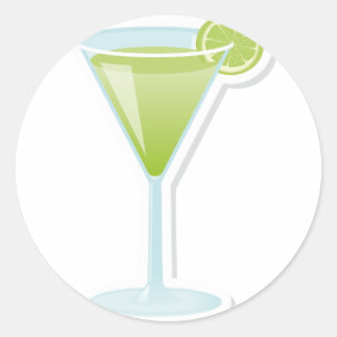 Lime cocktail classic round sticker